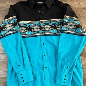 Black and Turquoise Western Shirt